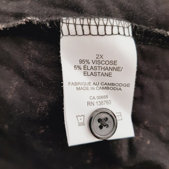 PENNINGTONS Button Down V-Neck Floral Print Tunic Top Black & Pink Sz 2X - Picture 13 of 14